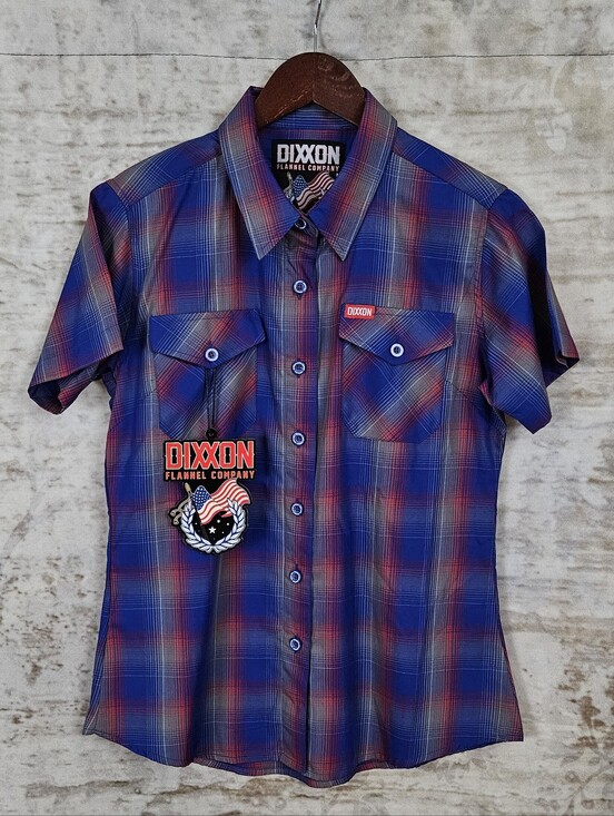 DIXXON Tops - DIXXON The Glory Bamboo Women’s Medium Red White Blue Gray Moto NWT M